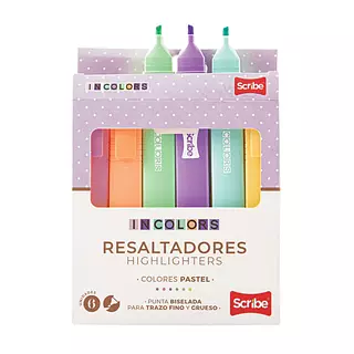 Resaltadores Scribe Pastel Incolors X6