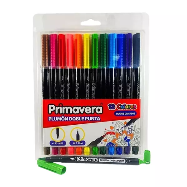 Plumones Primavera Doble Trazo X12