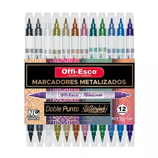 Marcadores Offi-Esco Metalizados Doble Punta X12