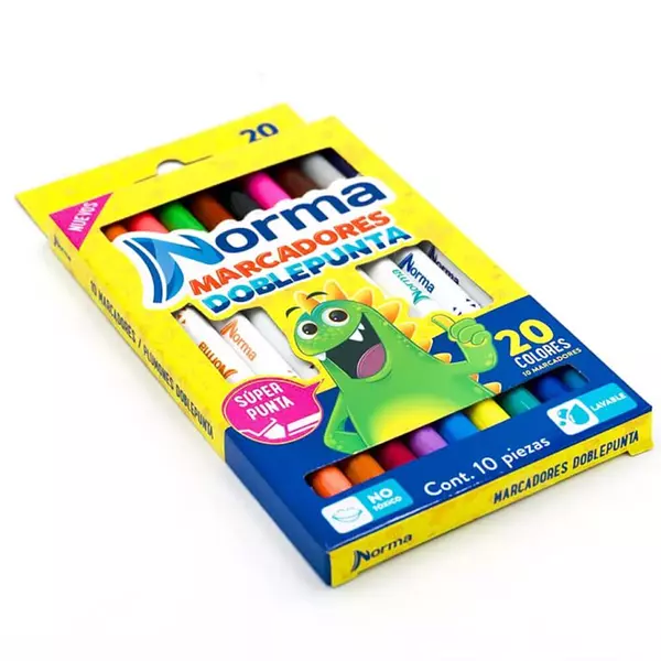 Marcadores Norma Lavables Doble Punta X10