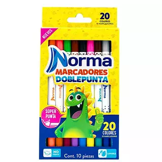Marcadores Norma Lavables Doble Punta X10