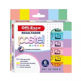 Resaltador Offi-Esco Pastel X6