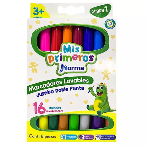 Marcadores Lavables Doble Punta Norma X8