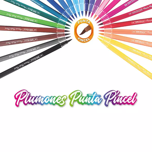 Plumones Offi-Esco Punta Pincel X12