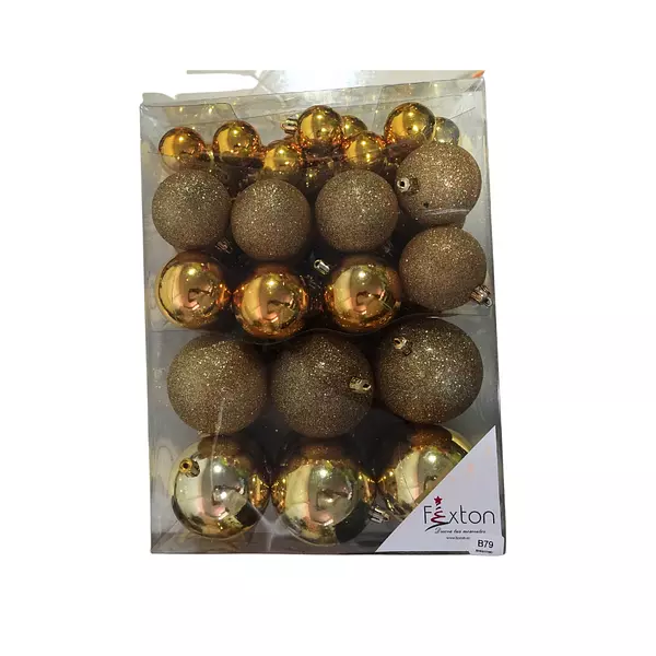 Bola De Navidad Tubo Color Mix Dorado X 60