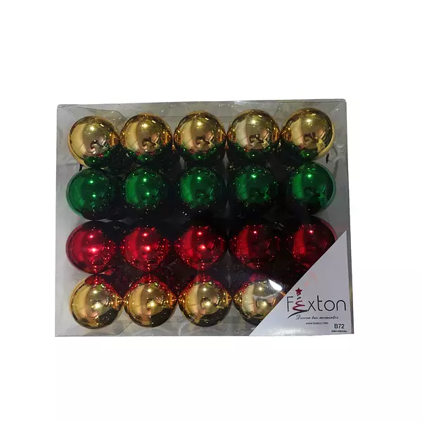Bola Navideña Tubo Color Dorado/Rojo/Verde Oscuro X 40