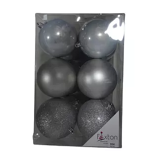 Bola De Navidad Tubo Color Plata X 12