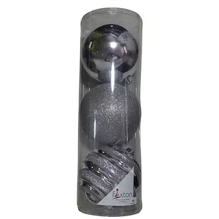 Bola De Navidad Tubo Color Plata X 3