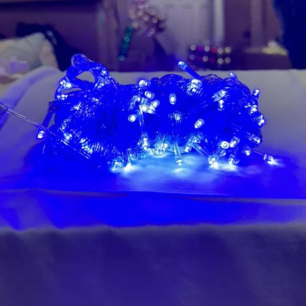 Luces Led Lineal 96 Bombillos Cable Blanco Color Azul Navida