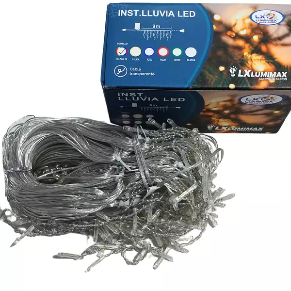 Luces Led Lluvia 288 Bombillos Cable Blanco Multicolor Navid